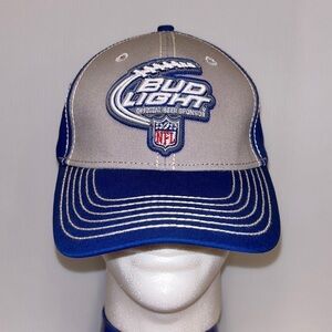 Bud Light NFL Beer Sponsor Mens Blue Baseball Cap Hat Curved Bill Adjustable‎